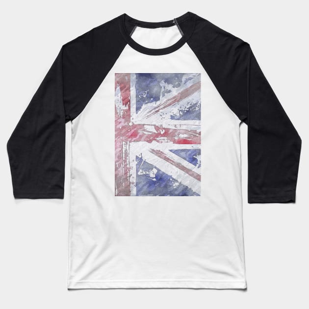 Rustic Union Jack Flag Baseball T-Shirt by BethsdaleArt